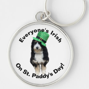 Everyone's Irish on St Paddy's Day cute dog in hat Key Ring