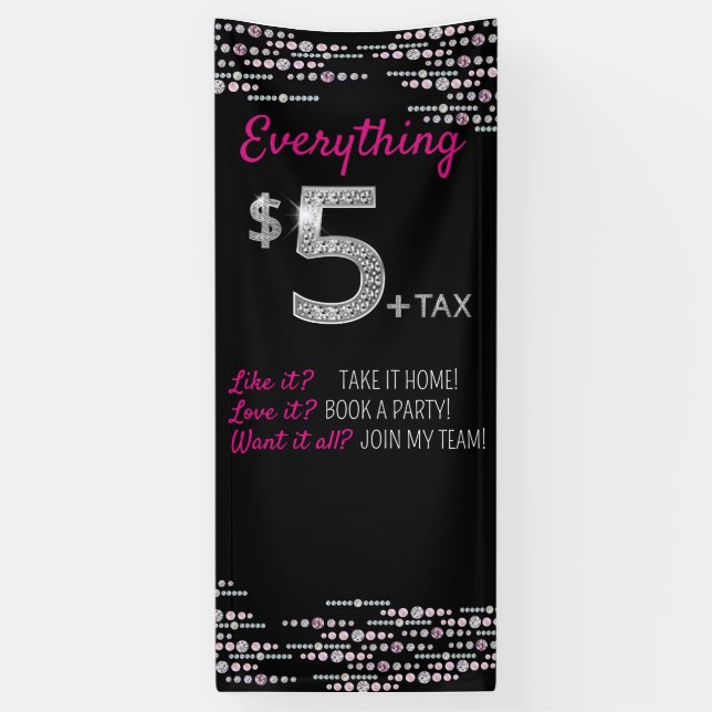 Everything $5 jewelry- Event show pink diamonds Banner (Vertical)