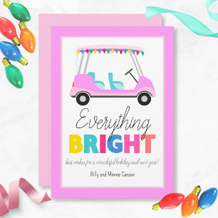 Everything Bright Pink Golf Cart Holiday Card