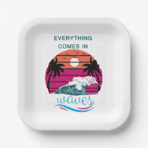 Everything Comes in Waves Paper Plate