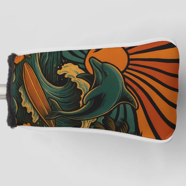 Everything Comes In Waves Retro Golf Head Cover (Front)
