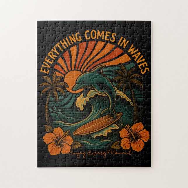 Everything Comes In Waves Retro Jigsaw Puzzle (Vertical)