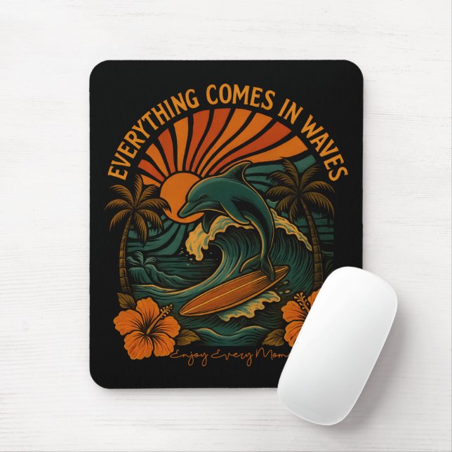 Everything Comes In Waves Retro Mouse Pad (With Mouse)