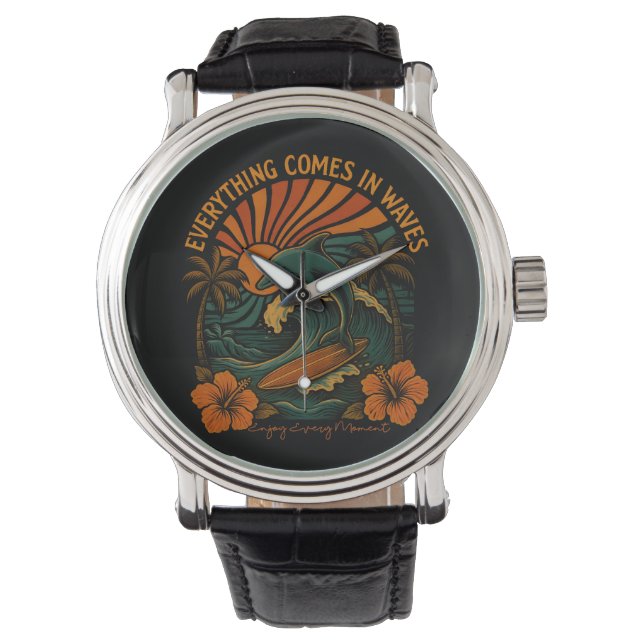Everything Comes In Waves Retro Watch (Front)