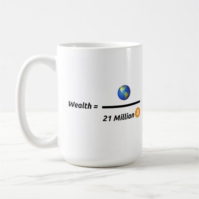 Everything Divided By 21 Million Bitcoins Coffee Mug (Left)