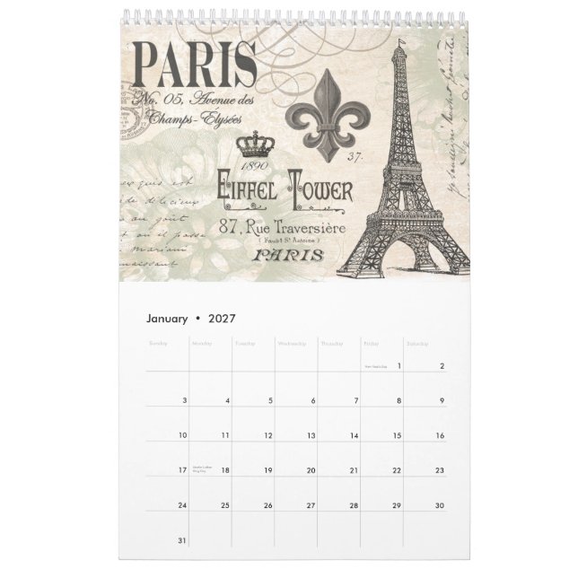Everything French calendar (Jan 2027)