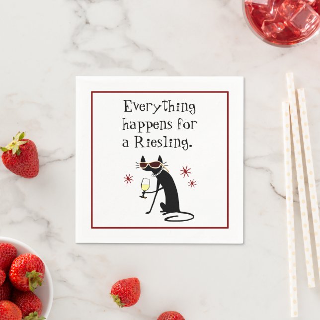 Everything Happens for a Riesling Wine Pun Napkin (Insitu)