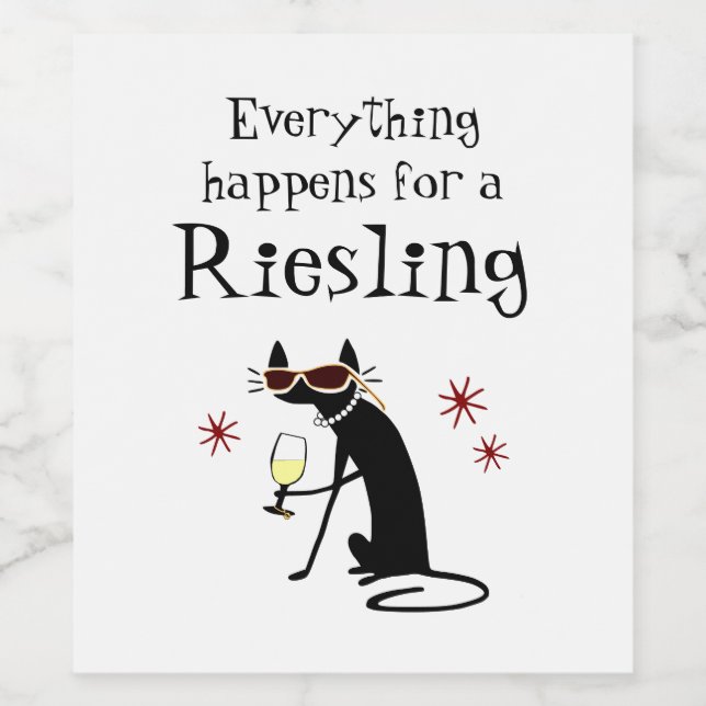 Everything Happens for a Riesling Wine Pun Wine Label (Single Label)