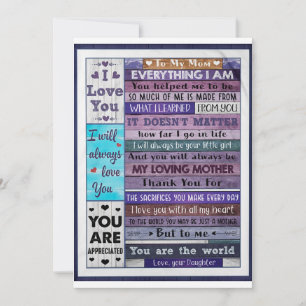 Everything I Am U Helped Me To Be-Daughter To Mum Holiday Card