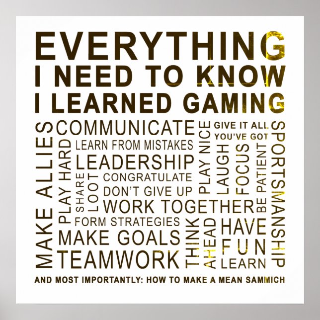 Everything I Need I Learned Gaming Vintage Poster (Front)