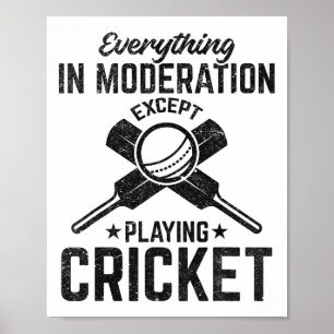 Everything In Moderation Except Playing Cricket Poster