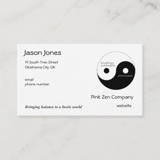 Everything Is As It Should Be Business Card (Front)