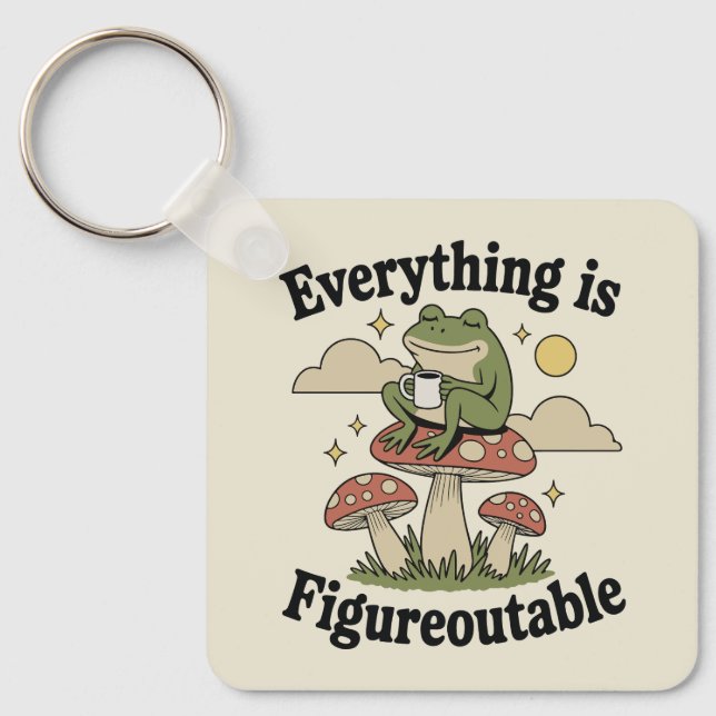 Everything is figureoutable frog with coffee key ring (Front)