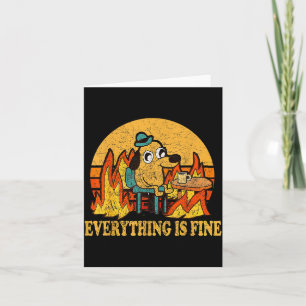 Everything Is Fine Dog Drinking Coffee Burning Mem Card