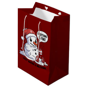 Everything Is Fine Just Having a Meltdown Snowman Medium Gift Bag