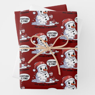 Everything Is Fine Just Having a Meltdown Snowman Wrapping Paper Sheet