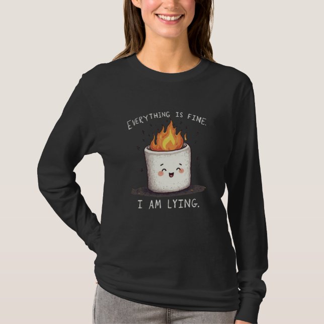 Everything is Fine Lying Marshmallow Meme Tee (Front)