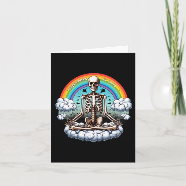 Everything Is Fun Meditation Skeleton With Rainbow Card (Front)