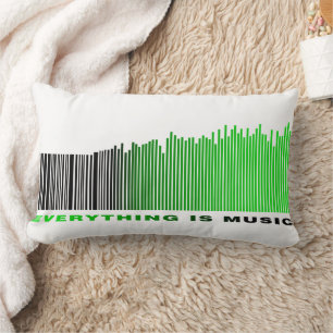 Everything is music Quote Green Barcode Equalizer Lumbar Cushion