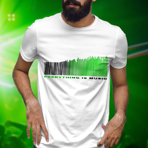 Everything is music Quote Green Barcode Equalizer T-Shirt