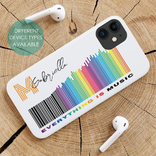 Everything is Music Rainbow Sound Barcode Monogram Case-Mate iPhone Case