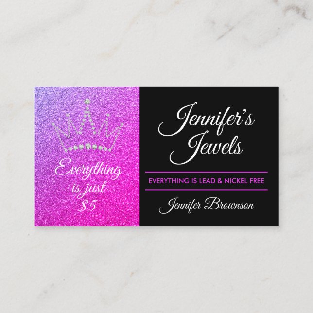 Everything just 5 dollar jewellery business card (Front)
