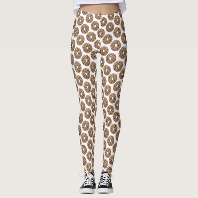 Everything Poppy Sesame Seed Bagel Breakfast Food Leggings (Front)