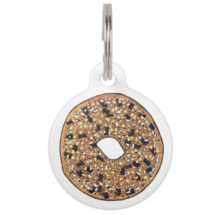 Everything Poppy Sesame Seed Bagel Breakfast Food Pet Tag