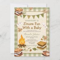 Everything S'more Fun Green Baby Shower Gingham