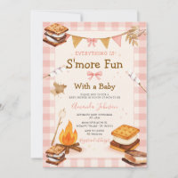 Everything S'more Fun Pink Baby Shower Gingham