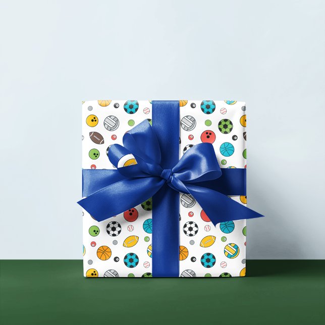 Everything Sports Pattern | White Wrapping Paper (Creator Uploaded)