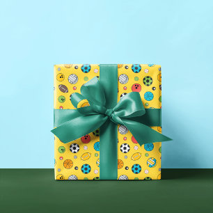 Everything Sports Pattern   Yellow Wrapping Paper
