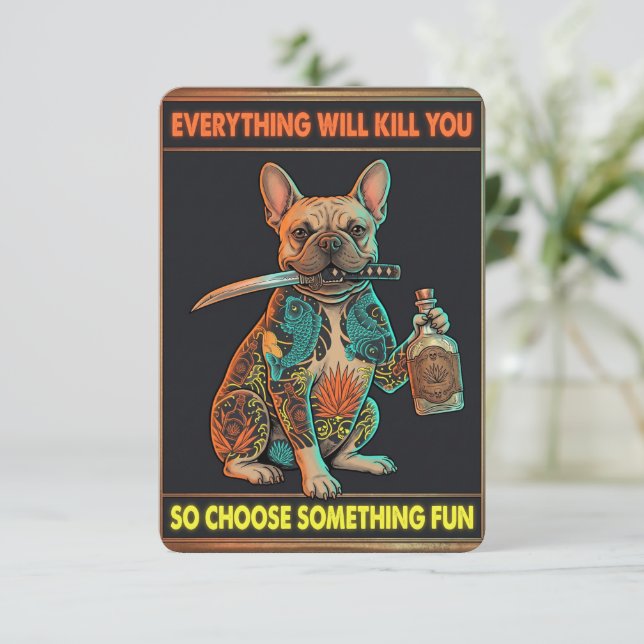 Everything Will Kill You Cat  Dark Humour Invitation (Standing Front)