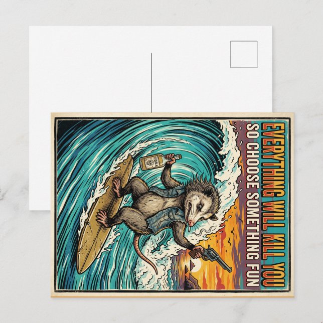 Everything Will Kill You Possum Postcard  (Front/Back)