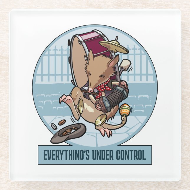 Everything's Under Control Bandicoot One Man Band Glass Coaster (Front)