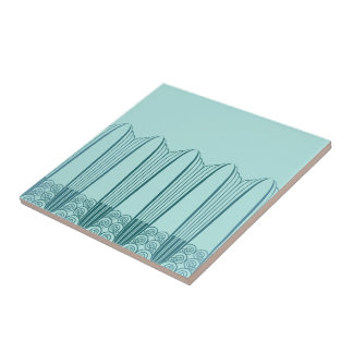 EVE'S BALCONY, Art Deco Ironwork in Aqua and Teal Tile