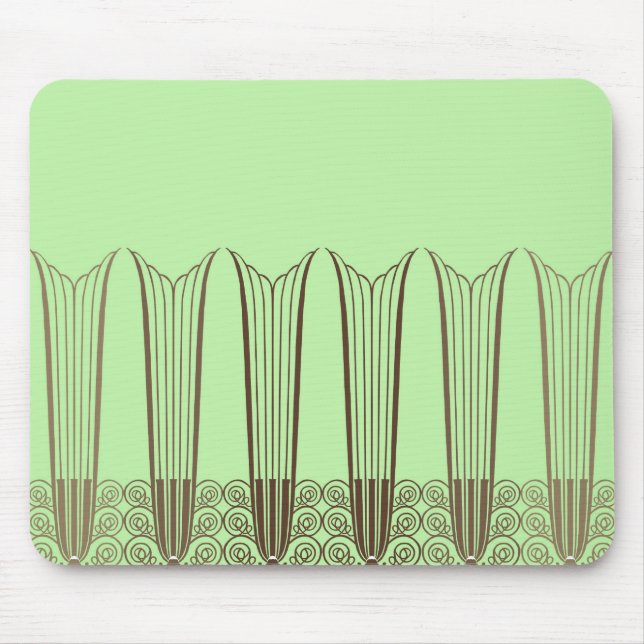 EVE'S BALCONY, Art Deco Ironwork in Green & Brown Mouse Pad (Front)