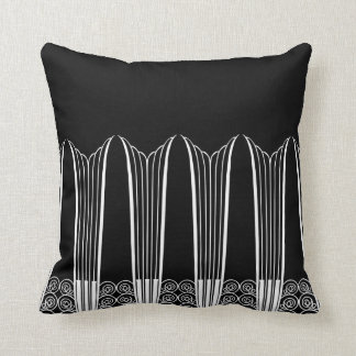 EVE'S BALCONY, Art Deco Ironwork in White on Black Cushion
