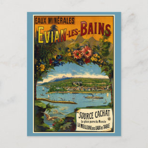 Evian Les Bans Evian Water Vintage Travel Poster Holiday Postcard