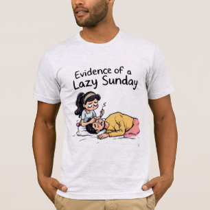 Evidence of a Lazy Sunday Funny Couple Cartoon T-S T-Shirt