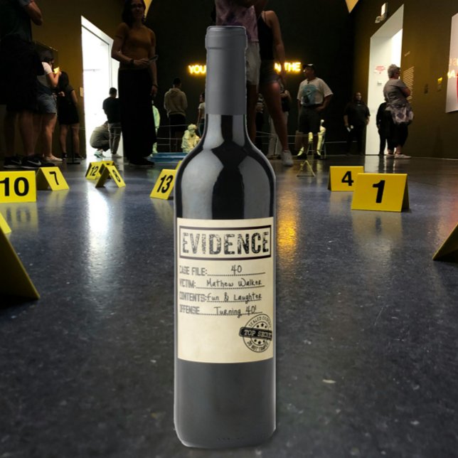 Evidence true crime murder mystery role play wine label (Creator Uploaded)