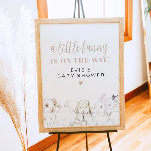 EVIE Cute Pastel Baby Bunny Baby Shower Welcome Poster