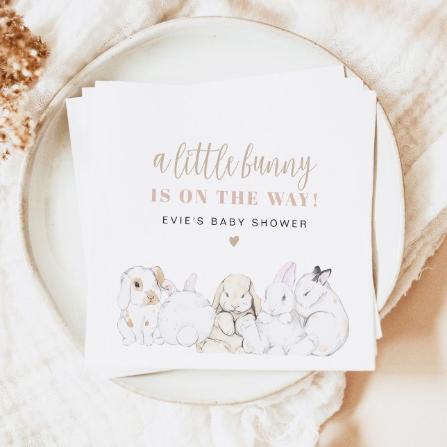 EVIE Cute Pastel Watercolor Bunny Baby Shower Napkin (Creator Uploaded)