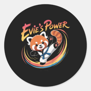 Evie's Power Red Panda Taekwondo Karate Blue Belt Classic Round Sticker