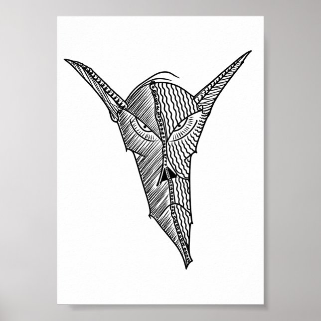 Evil Alien Creature – Surreal Ink Illustration Poster (Front)