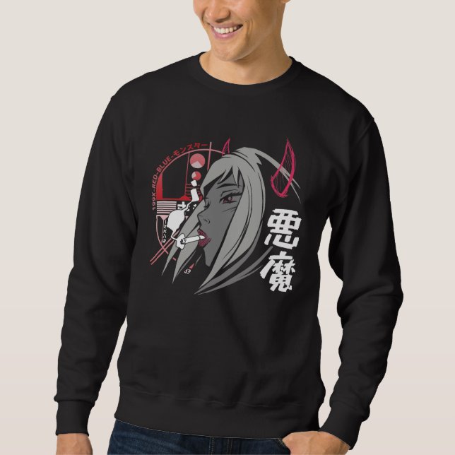 Evil Anime Sad Girl Otaku Japanese Aesthetic Sweatshirt (Front)