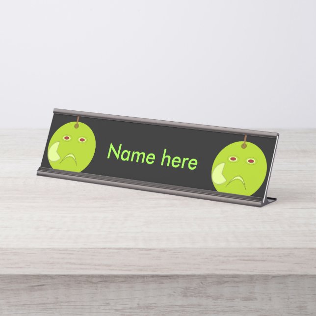 Evil Apple with Scar Halloween Custom Desk Sign (Front)
