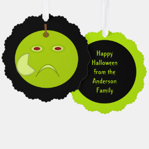 Evil Apple with Scar Halloween Custom Tree Decoration Card