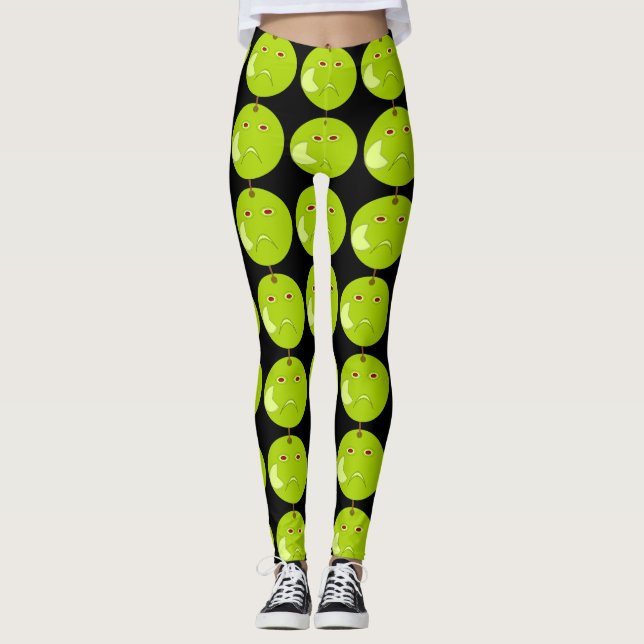 Evil Apple with Scar Halloween Leggings (Front)