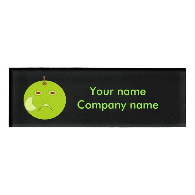 Evil Apple with Scar Halloween Personalised Name Tag (Front)